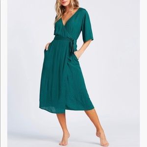 Billabong Green Midi Wrap Dress Size M